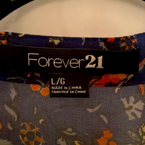 Forever 21 Blue Floral Dress Size L - Picture 3 of 4